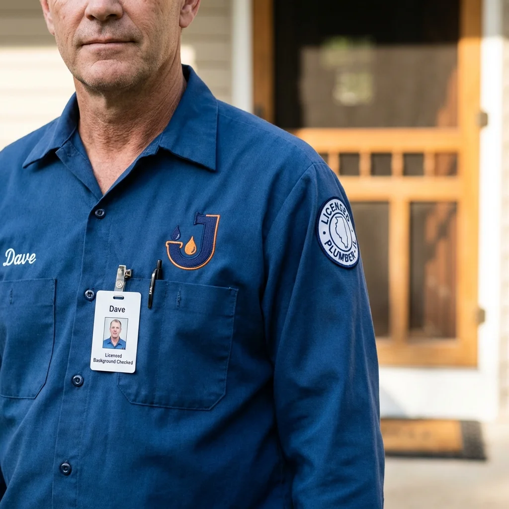 Licensed plumber showing ID badge in Northborough, MA